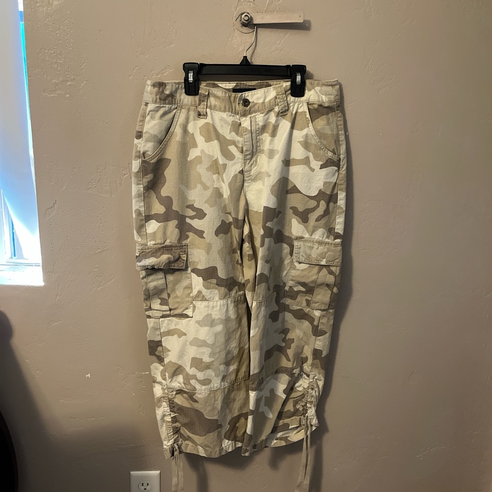 Cream and Tan Camouflage Cargo Pants